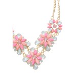Rosie Pink Opal Flower Bouquet Necklace